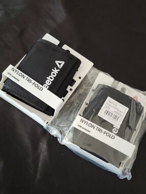 Reebok Black Nylon Tri-Fold Wallet with Logo